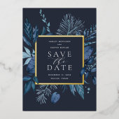 Winter Azure Foil Save the Date Card Folieneinladung (Vorderseite)