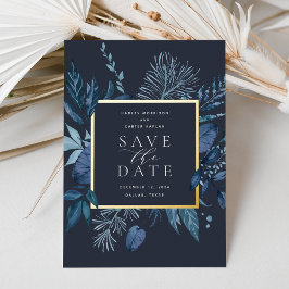 Winter Azure Foil Save the Date Card Folieneinladung