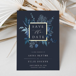 Winter Azure Foil Save the Date Card Folieneinladung