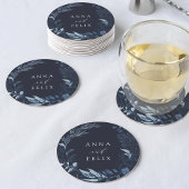 Winter Azure Personalisiert Wedding Runder Pappuntersetzer