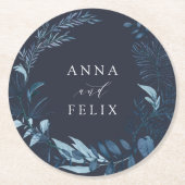 Winter Azure Personalisiert Wedding Runder Pappuntersetzer (Vorderseite)