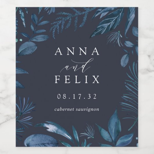 Winter Azure | Personalisierte Hochzeit Weinetikett (Einzelnes Label)