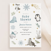 Winter Baby Animals Baby Boy Dusche Einladung