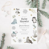 Winter Baby Animals Baby Shower Gender neutral Einladung