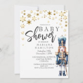 Winter Baby Boy Dusche Gold Snowflakes Nutcracker Einladung (Vorderseite)