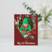 Winter Baby Christmas Foto Geburtserklärung Postkarte (Stehend Vorderseite)