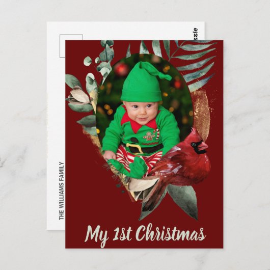 Winter Baby Christmas Foto Geburtserklärung Postkarte (Vorne/Hinten)