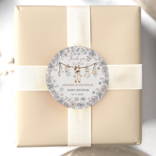 Winter Baby Clothes Babydusche Danke Runder Aufkleber