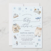 Winter Baby Clothes Boy Baby Dusche Einladung (Vorderseite)