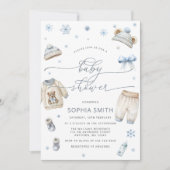 Winter Baby Clothes Boy Baby Dusche Einladung (Vorderseite)