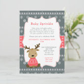 Winter Baby Deer Baby Sprinkle Einladung (Stehend Vorderseite)