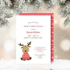 Winter Baby Deer Drop-in Baby Dusche Einladung