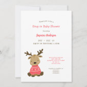 Winter Baby Deer Drop-in Baby Dusche Einladung (Vorderseite)