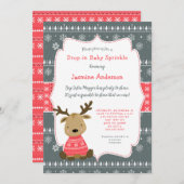 Winter Baby Deer Drop-in Baby Sprinkle Einladung (Vorne/Hinten)