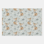 Winter Baby Deer with Earmuffs Snowflakes and Pine Geschenkpapier Set (Vorderseite)