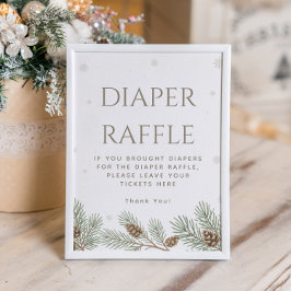 Winter Baby Duschdusche Windeln Raffle Poster