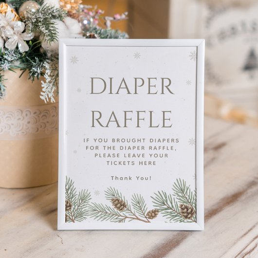 Winter Baby Duschdusche Windeln Raffle Poster