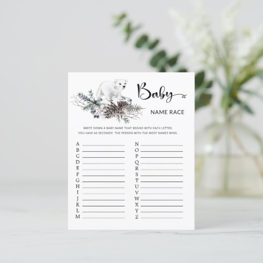 Winter Baby Dusche Baby Name Race Game (Stehend Vorderseite)