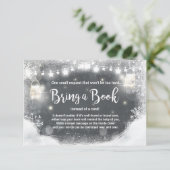Winter Baby Dusche bringen Buch Schnee rustikal du Begleitkarte (Stehend Vorderseite)
