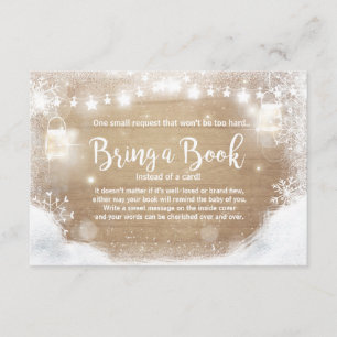 Winter Baby Dusche bringen Buch Schnee Rustikales Begleitkarte