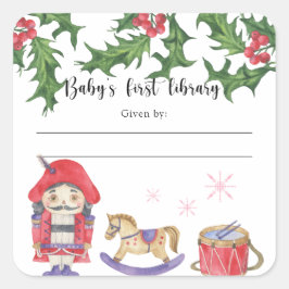 Winter Baby Dusche Buchzeichen, Babybücher Quadratischer Aufkleber