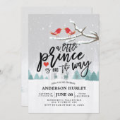 Winter Baby Dusche ein kleiner Prinz ist unterwegs Einladung (Vorne/Hinten)