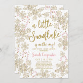 Winter Baby Dusche ein kleines Schneeflocken Einladung (Vorne/Hinten)