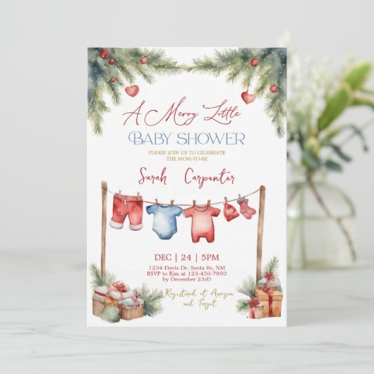 Winter Baby Dusche Einladung (Stehend Vorderseite)