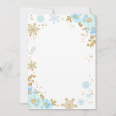 Winter Baby Dusche Einladung Blau und Gold (Rückseite)