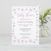 Winter Baby Dusche Einladung Lavender Glitzer (Stehend Vorderseite)