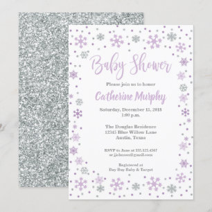 Winter Baby Dusche Einladung Lavender Glitzer