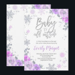 Winter Baby Dusche Einladung Lila und silber<br><div class="desc">Einladung zur Winter Baby Dusche. Alle Designs sind © PIXEL PERFECTION PARTY LTD</div>