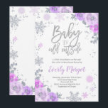 Winter Baby Dusche Einladung Lila und silber<br><div class="desc">Einladung zur Winter Baby Dusche. Alle Designs sind © PIXEL PERFECTION PARTY LTD</div>
