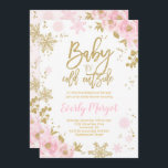 Winter Baby Dusche Einladung Pink Gold Snowflake<br><div class="desc">Einladung zur Winter Baby Dusche. Der Glitzer-Effekt in diesem Design ist ein digitales Bild,  das wie ein echter Glitzer aussieht. Hohe Qualität und noch wunderschön,  aber kein echter Glitzer wird bei der Herstellung dieses Produktes verwendet werden. Alle Designs sind © PIXEL PERFECTION PARTY LTD</div>