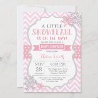 Winter Baby Dusche Einladung Pink Snowflake