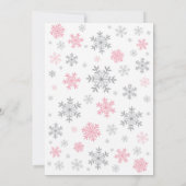 Winter Baby Dusche Einladung Pink Snowflake (Rückseite)