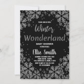 Winter Baby Dusche Einladungen Black Silver (Vorderseite)