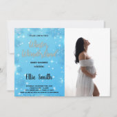 Winter Baby Dusche Einladungen Blaues Foto (Vorderseite)