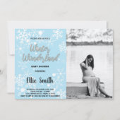 Winter Baby Dusche Einladungen Blaues Foto (Vorderseite)