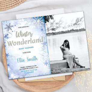 Winter Baby Dusche Einladungen Blaues Foto