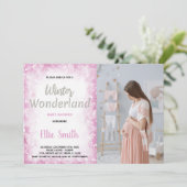 Winter Baby Dusche Einladungen Cloud Pink Foto (Stehend Vorderseite)