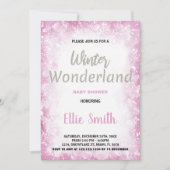 Winter Baby Dusche Einladungen Cloud Pink Silver (Vorderseite)