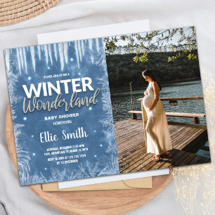 Winter Baby Dusche Einladungen Eiszeit Glitzer Fot