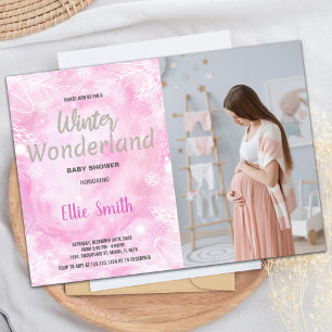 Winter Baby Dusche Einladungen Glitzer mit Foto