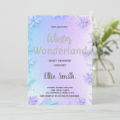 Winter Baby Dusche Einladungen Lila Glitzer (Stehend Vorderseite)