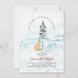 Winter Baby Dusche Einladungen Pinienbäume & Fuchs