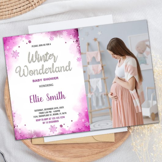 Winter Baby Dusche Einladungen Rosa Cloud Foto