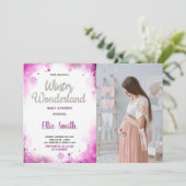 Winter Baby Dusche Einladungen Rosa Cloud Foto (Stehend Vorderseite)