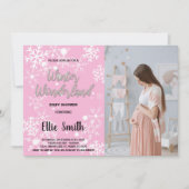 Winter Baby Dusche Einladungen Rosa Foto (Vorderseite)