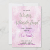 Winter Baby Dusche Einladungen Rosa Glitzer Silber (Vorderseite)